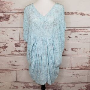 Rachel Zoe Gilles Pleated Caftan Dress Size Small Light Blue